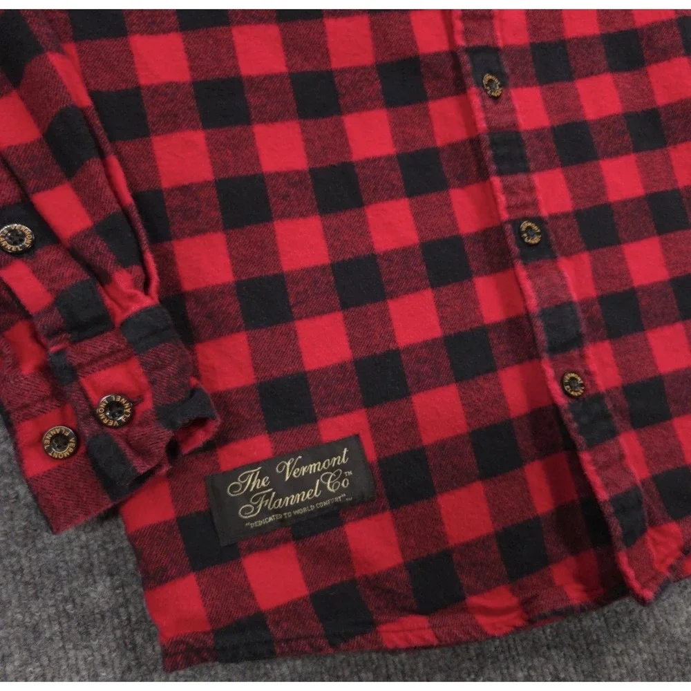 The Vermont Flannel Co Flannel Shirt Mens XS Red Black Buffalo Check Made In USA
